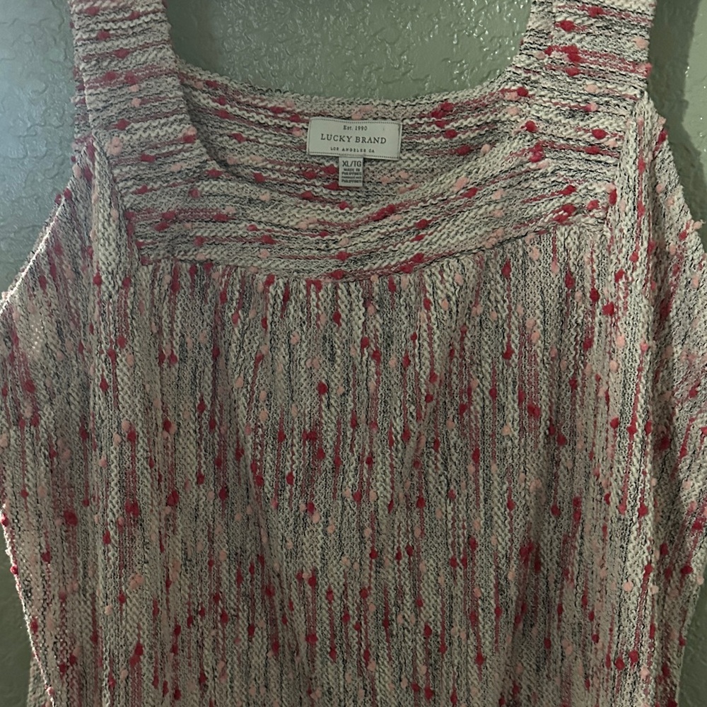 Lucky Brand Women's Red and Cream Tank Top